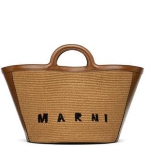 Marni Brown Large Tropicalia Logo Tote